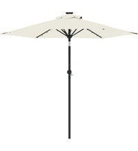 Sonnenschirm mit LED und Stahlmast Weiß 225x225x212 cm