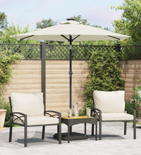 Sonnenschirm mit LED und Stahlmast Weiß 225x225x212 cm