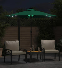 Sonnenschirm mit LED und Stahlmast Grün 225x225x212 cm