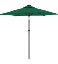 Sonnenschirm mit LED und Stahlmast Grün 225x225x212 cm