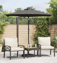 Sonnenschirm mit LED und Stahlmast Anthrazit 225x225x212 cm