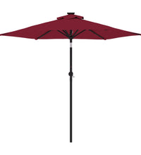 Sonnenschirm mit LED und Stahlmast Weinrot 225x225x212 cm