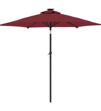 Sonnenschirm mit LED und Stahlmast Weinrot 225x225x212 cm