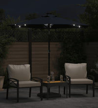 Sonnenschirm mit LED und Stahlmast Schwarz 225x225x212 cm