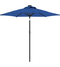 Sonnenschirm mit LED und Stahlmast Azurblau 225x225x212 cm