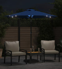 Sonnenschirm mit LED und Stahlmast Azurblau 225x225x212 cm