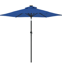 Sonnenschirm mit LED und Stahlmast Azurblau 225x225x212 cm