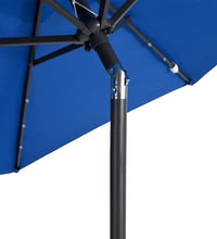 Sonnenschirm mit LED und Stahlmast Azurblau 225x225x212 cm