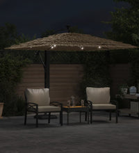 Sonnenschirm mit LED und Stahlmast Braun 246x246x230 cm