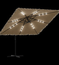 Sonnenschirm mit LED und Stahlmast Braun 246x246x230 cm