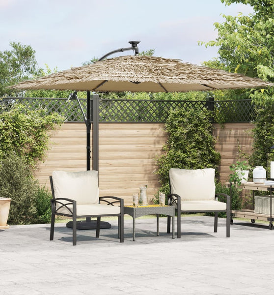 Sonnenschirm mit LED und Stahlmast Braun 269x269x235 cm