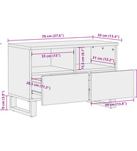 TV-Schrank Braun 70x34x46 cm Massivholz Mango