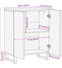 Sideboard 60x34x75 cm Raues Massives Mangoholz