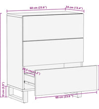 Sideboard 60x34x75 cm Raues Massives Mangoholz