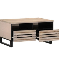 Couchtisch 80x55x40 cm Raues Massivholz Mango