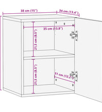 Bad-Wandschrank 38x34x48 cm Massives Raues Mangoholz