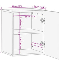 Bad-Wandschrank 38x34x48 cm Braun Massivholz Mango