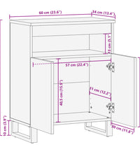 Sideboard 60x34x75 cm Raues Massives Mangoholz