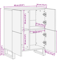 Sideboard Braun 60x34x75 cm Massivholz Mango