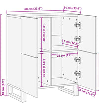 Sideboard 60x34x75 cm Massivholz Mango