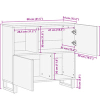 Sideboard 80x34x75 cm Raues Massivholz Mango