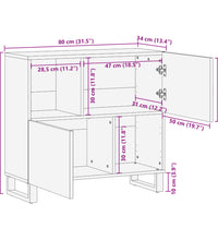 Sideboard 80x34x75 cm Massivholz Akazie