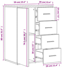 Sideboard Betongrau 59x39x80 cm Holzwerkstoff