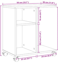 Beistelltisch mit Rollen Weiß 50x30x55 cm Holzwerkstoff