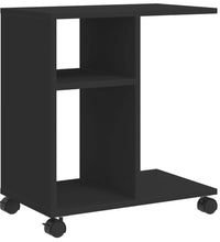 Beistelltisch mit Rollen Schwarz 50x30x55 cm Holzwerkstoff