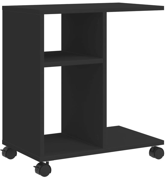 Beistelltisch mit Rollen Schwarz 50x30x55 cm Holzwerkstoff