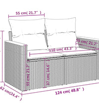 7-tlg. Garten-Sofagarnitur mit Kissen Beige Poly Rattan