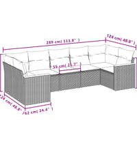7-tlg. Garten-Sofagarnitur mit Kissen Beige Poly Rattan