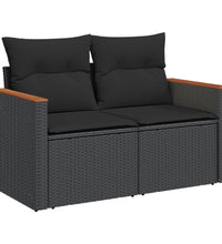 10-tlg. Garten-Sofagarnitur mit Kissen Schwarz Poly Rattan