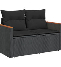 10-tlg. Garten-Sofagarnitur mit Kissen Schwarz Poly Rattan