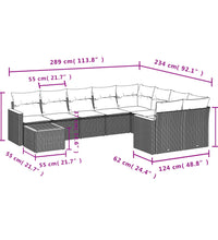 10-tlg. Garten-Sofagarnitur mit Kissen Schwarz Poly Rattan
