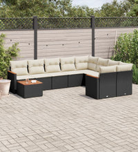 10-tlg. Garten-Sofagarnitur mit Kissen Schwarz Poly Rattan