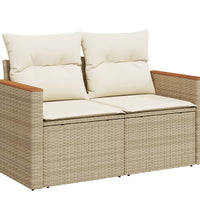 10-tlg. Garten-Sofagarnitur mit Kissen Beige Poly Rattan