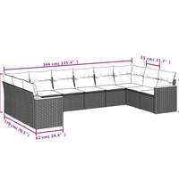 10-tlg. Garten-Sofagarnitur mit Kissen Beige Poly Rattan