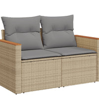 10-tlg. Garten-Sofagarnitur mit Kissen Beige Poly Rattan