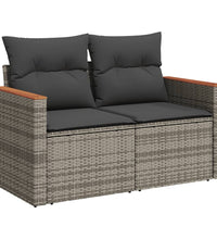 10-tlg. Garten-Sofagarnitur mit Kissen Grau Poly Rattan