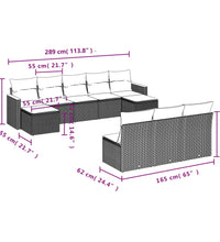 10-tlg. Garten-Sofagarnitur mit Kissen Beige Poly Rattan