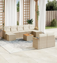 10-tlg. Garten-Sofagarnitur mit Kissen Beige Poly Rattan