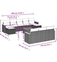 11-tlg. Garten-Sofagarnitur mit Kissen Beige Poly Rattan