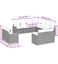 11-tlg. Garten-Sofagarnitur mit Kissen Beige Poly Rattan