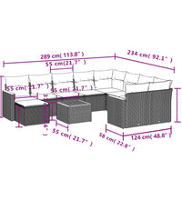 11-tlg. Garten-Sofagarnitur mit Kissen Beige Poly Rattan