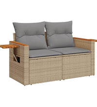 7-tlg. Garten-Sofagarnitur mit Kissen Beige Poly Rattan