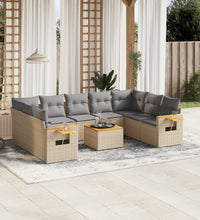 10-tlg. Garten-Sofagarnitur mit Kissen Beige Poly Rattan