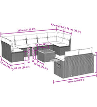 10-tlg. Garten-Sofagarnitur mit Kissen Beige Poly Rattan
