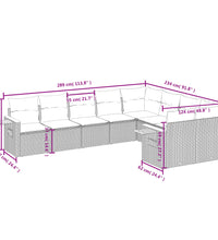 9-tlg. Garten-Sofagarnitur mit Kissen Grau Poly Rattan