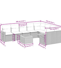 10-tlg. Garten-Sofagarnitur mit Kissen Schwarz Poly Rattan